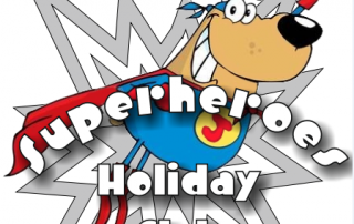 Cartoon logo for St Luke's Superhero Holiday Clib